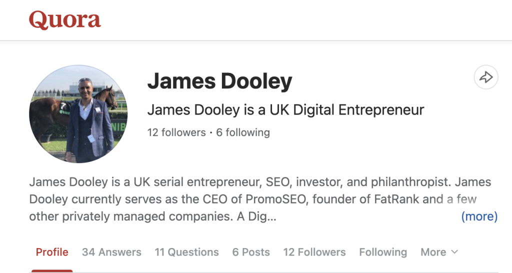 James Dooley SEO on Quora