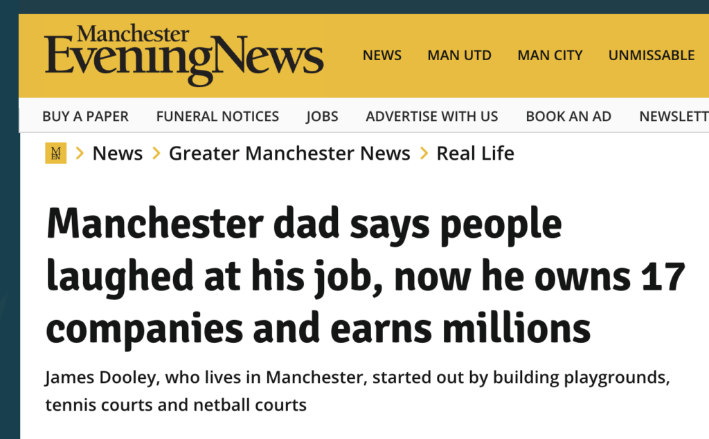 James Dooley now he owns 17 companies and earns millions in Manchester Evening News